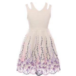 2 pieces dress Sleeveless Tulle Flowers Easter Special Flower Girl Dress